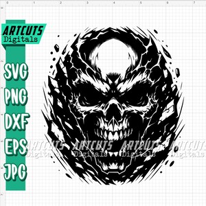 Dödskalle svg, våldsam dödskalle clipart, Halloween-tröja png, läskig grim reparation dxf, kuslig skörd av dödsängel jpeg, läskig sockerskalle klippfil