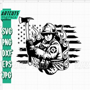 Firefighter svg, US Fireman Clipart, Fire Fighter Dad svg, Red Thin Line svg, First Responder svg, 911 Rescue Cutfile, Fire Tools Axe svg