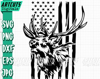 Deer svg | Elk Deer svg | US Deer Hunting Clipart | Hunter Dad Cutfile | Antler Shirt png | Boho Western Deer Head | Camping | USA Outdoor