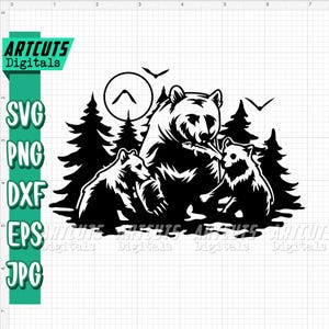 Bear svg, Bear Family svg, Camping, Camper Cutfile, Woodland Animal dxf, Outdoor Shirt png, Campsite Clipart, Wild Brown Grizzly, Cute Bears