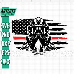 Firefighter svg | US Fireman Scene Clipart | Fire Fighter Dad Shirt png | Red Thin LIne Cutfile | First Responder | Fire Buster | Patriotic