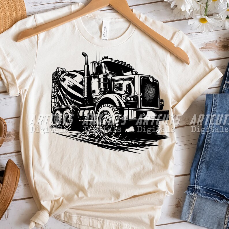 Cement Mixer Truck Svg, Heavy Equipment Clipart, Big Trucker Driver