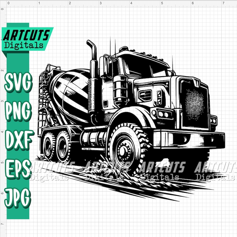 Cement Mixer Truck Svg, Heavy Equipment Clipart, Big Trucker Driver