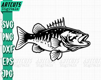 Bass svg | Bass Fisch svg | Bass Angeln svg | Angler Dad Clipart | See Angeln Cutdatei | Bassfisch svg | See Angeln svg | Flussfischen svg