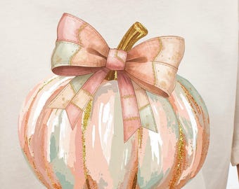 Coquette Bow PNG | Fall Pumpkin Clipart | Watercolor Pumpkin | Pumpkin Bow png | Boho Pumpkin png | Fall Pumpkin png | Preppy Halloween png