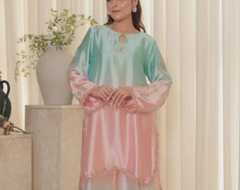 Fully Embroidered Kameez Trouser with Delicate Handwork - Indian Pakistani Salwar Suit Wedding party wear