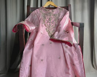 Hand Embroidered Silk Pakistani Kameez Trouser Set, Party Wedding Wear