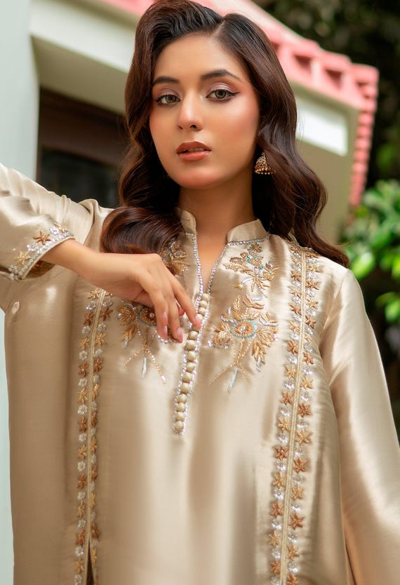 Embroidered Silk Salwar Suit – Indian Pakistani Wedding Outfit
