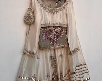 Ivory Silk Bridal Lehenga Choli – Hand-Embroidered Indian Wedding Dress