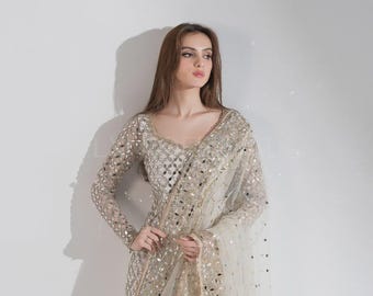 Hand Embroidered Gharara Lehenga Set, Pakistani Wedding Dress