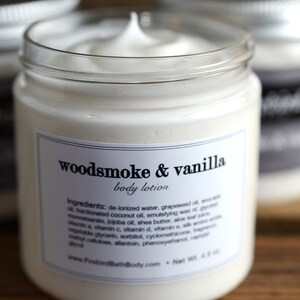 Woodsmoke and Vanilla Body Lotion, Avocado and Shea Butter Lotion image 3