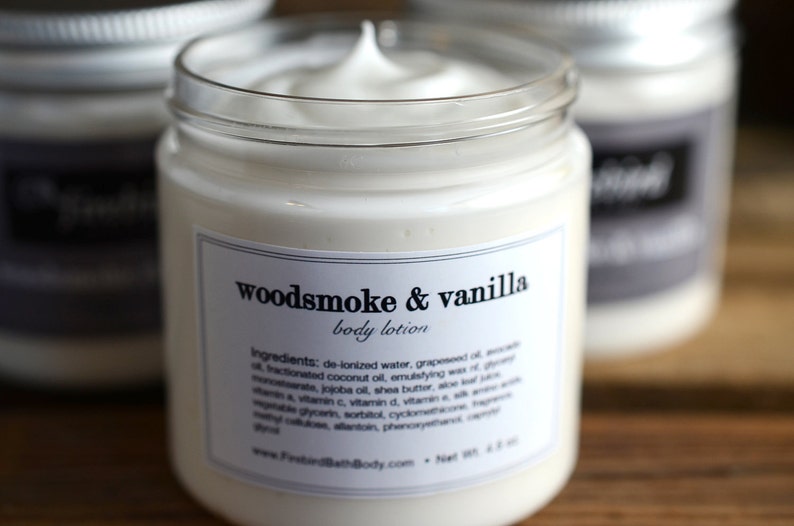 Woodsmoke and Vanilla Body Lotion, Avocado and Shea Butter Lotion image 3