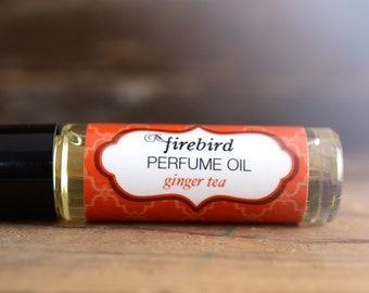 Ginger Tea Perfume Oil, Spicy Ginger, Charred Cedar, Black Tea, Roll On Perfume