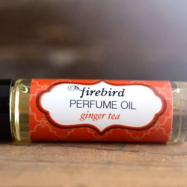 Ginger Tea Perfume Oil, Spicy Ginger, Charred Cedar, Black Tea, Roll On Perfume