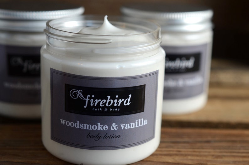 Woodsmoke and Vanilla Body Lotion, Avocado and Shea Butter Lotion image 2