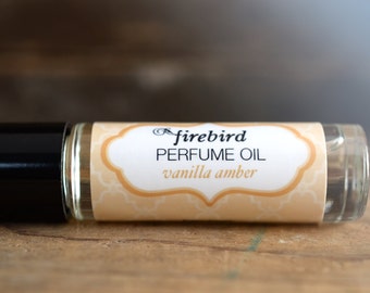 Vanilla Amber Perfume Oil, Sweet Vanilla, Cardamom, Sandalwood - Roll On Perfume