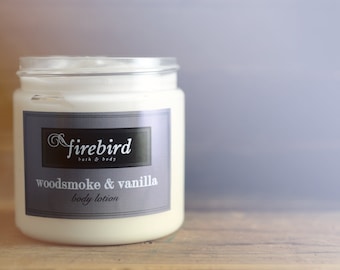 Woodsmoke und Vanille Körperlotion, Avocado und Sheabutter Lotion