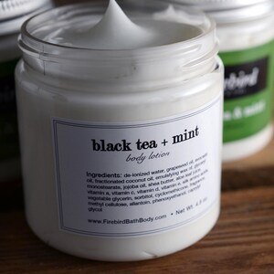 Black Tea and Mint Body Lotion, Shea Butter Body Lotion image 4