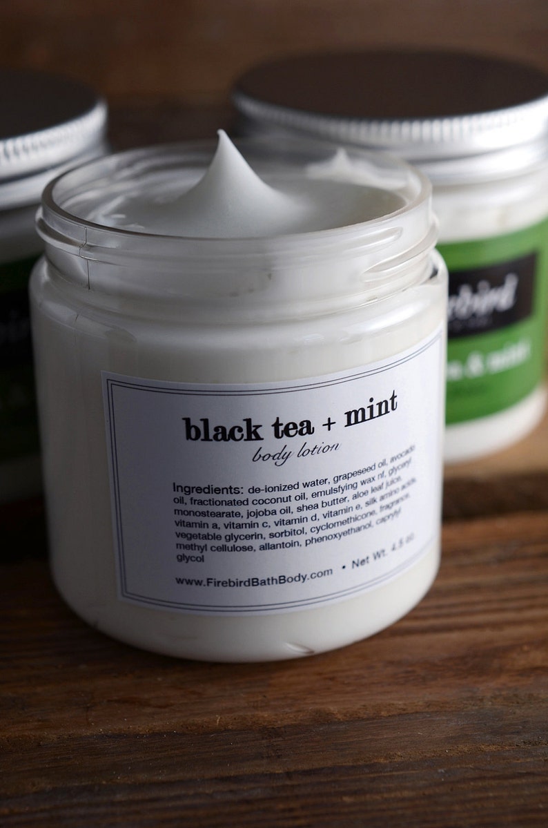 Black Tea and Mint Body Lotion, Shea Butter Body Lotion image 4