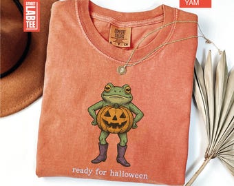 Ready For Halloween Comfort Colors® T-Shirt, Spooky Season Shirt, Funny Frog Shirt, Halloween Meme Shirt, Frog Shirt, Halloween Gift For Her