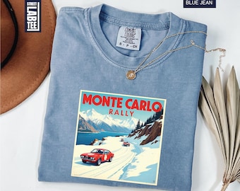 Monte Carlo Rally Racing Comfort Colors T-Shirt, Vintage Car T-Shirt, 1981 Race Enthusiast Apparel, Gift for Car Lovers, Motorsport T-Shirt