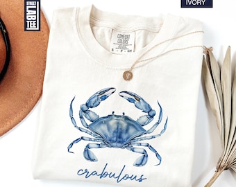 Crabulous Comfort Colors T-Shirt, Blue Crab Shirt, Crabbing Shirt, Sea life Tee, Beach Trip Shirt, Summer Streetwear Tee, Crab Hunting Shirt