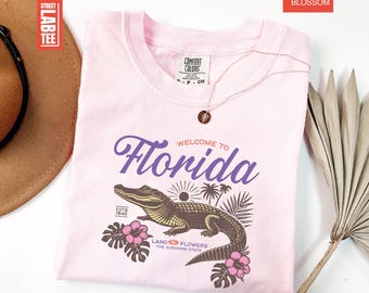 Welcome to Florida Comfort Colors T-Shirt, Florida Shirt, Aesthetic Graphic Tee, Sunshine State Shirt, Summer Shirt, Florida Alligator Shirt