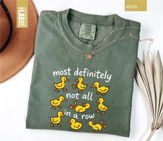 Most Definitely Not All in a Row Comfort Colors T-Shirt, Duck Shirt, Mental Health Shirt, Cute Animal Tee, Gift for Women, Snarky Ducks Tee