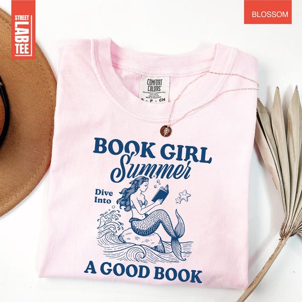 Book Girl Summer A Good Book Comfort Colors T-Shirt, Book Lover Shirt, Reading Shirt, Beach Tee, Bookworm T-Shirt, Bookish Gift, Reader Tee