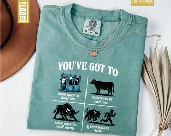You've Got to Know When to Hold Em Cow Comfort Colors® T-Shirt, Rancher Shirt, Western Tee