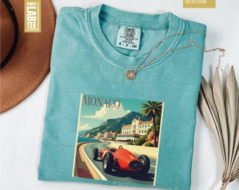 Monaco 1937 Racer Vintage Style Comfort Colors T-Shirt, Race Car Shirt, Nostalgia Race F1 Shirt, Monaco Racer Shirt, Motorsport T-Shirt
