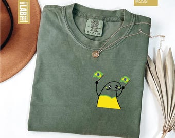Brazil Soccer Comfort Colors® T-Shirt, Brazilian Team Shirt, Brazil Flag Football Tee, Sports Top, Brazil Supporter Gift