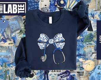 Coquette Stethoscope Nurse Sweatshirt, Toile Nurse Shirt, Nurse