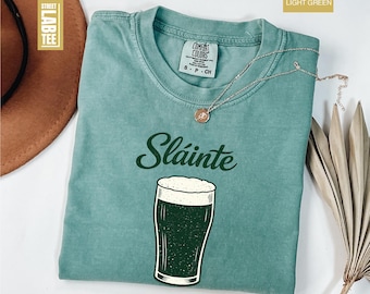 Sláinte Comfort Colors® T-Shirt, Irish Beer Shirt, St. Patrick's Day Tee, Shamrock Top, St. Paddys Day, Lucky Shirt