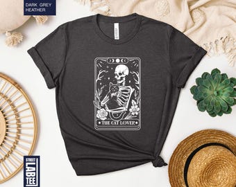 Cat Lover Tarot Card Shirt, Funny Cat T-Shirt, Cat Lover Gift, Aesthetic Shirt, Cat Mom Dad Skeleton Tee, Tarot Card Sweater, Cat Lover Tee