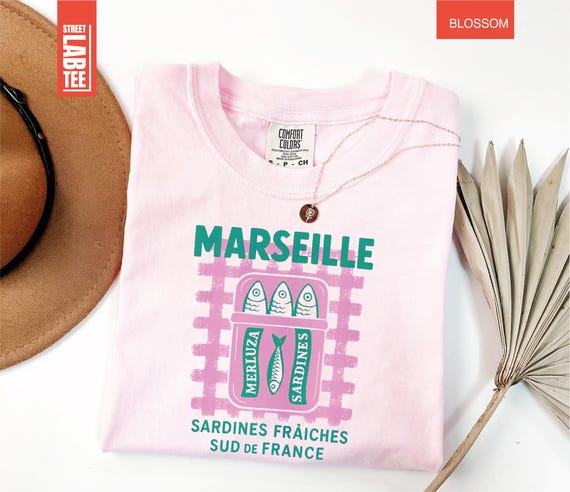 Marseille Sardines Fraiches Sud De France Comfort Colors Shirt, Sardine Graphic Tee, Tinned Fish Shirt, France Shirt, French Coastal T-Shirt