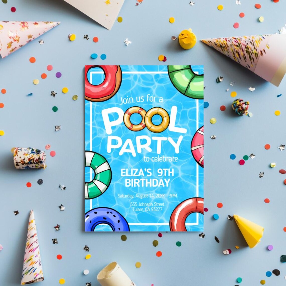 Editable Pool Party Birthday Invitation Template | Summer Swim Party ...