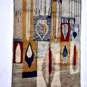 Alfombra marroquí hecha a mano con diseño de interiores a medida, alfombra de lana Mrirt con mechones, alfombra bereber de alta calidad, tonos cálidos