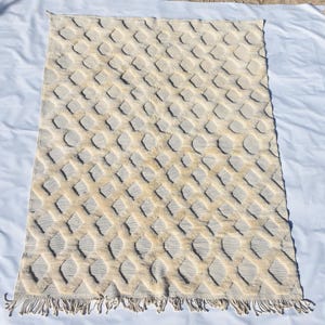 White Rug Handmade Rug  Checkered Rug Wool Carpet Area Rug atlas Berber Moroccan rug Costum rug beni Mrirt rugs