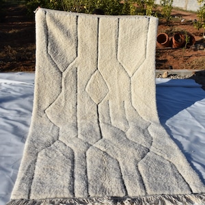 Beni Ourain Rug, Moroccan Handmade Rug, Berber Rug, Abstract Beniourain Rug, Tribal Berber Nomad rug, Soft Beni Ouarain Rug Bedroom Rug