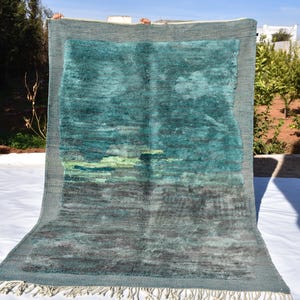 Berber Moroccan Costum rug - Moroccan Woolen carpet - New made morccan - Beni ouarain style - New Beni ouarain rug -  berber rug-tapis green