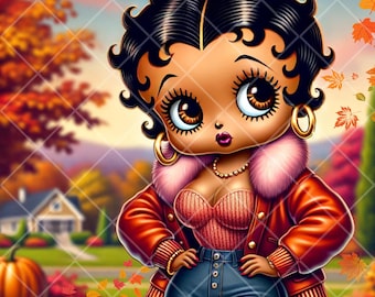Herbst Betty Boop mit Fell