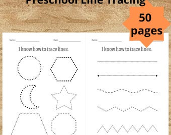 50 hojas de trabajo de trazado de líneas para preescolares, libro de actividades para la educación en el hogar, trazado de líneas, hoja de trabajo educativa