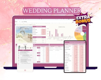 Hoja de cálculo para la planificación de bodas: presupuesto, cronograma y lista de invitados (descarga digital)
