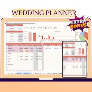 Wedding Planner | Spreadsheet Wedding Budget | Tracker Wedding | Timeline Checklist | Guest List Tracker | Wedding Itinerary | Seating Plan