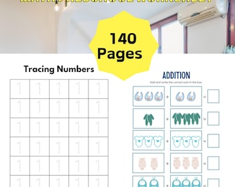 Hojas de trabajo para trazar números, práctica de escritura a mano preescolar (descarga digital)