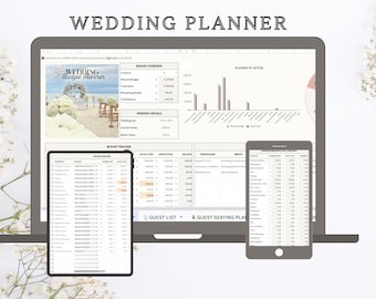 Hoja de cálculo para planificación de bodas / Presupuesto, cronograma, lista de invitados (Hojas de cálculo de Google)