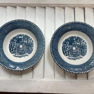 Currier and Ives vintage set of 2 bowls