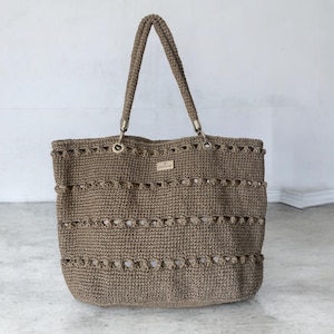 Bolso tote de rafia de crochet, bolso de playa de paja, bolso de hombro de crochet, bolso tejido a mano, bolso de verano de paja, bolso de playa de rafia, bolso hobo, bolso de mimbre