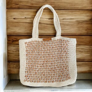 Bolso tote de rafia de crochet, bolso de playa de paja, bolso de hombro de crochet, bolso tejido a mano, bolso de verano de paja, bolso de playa de rafia, bolso hobo, bolso de mimbre